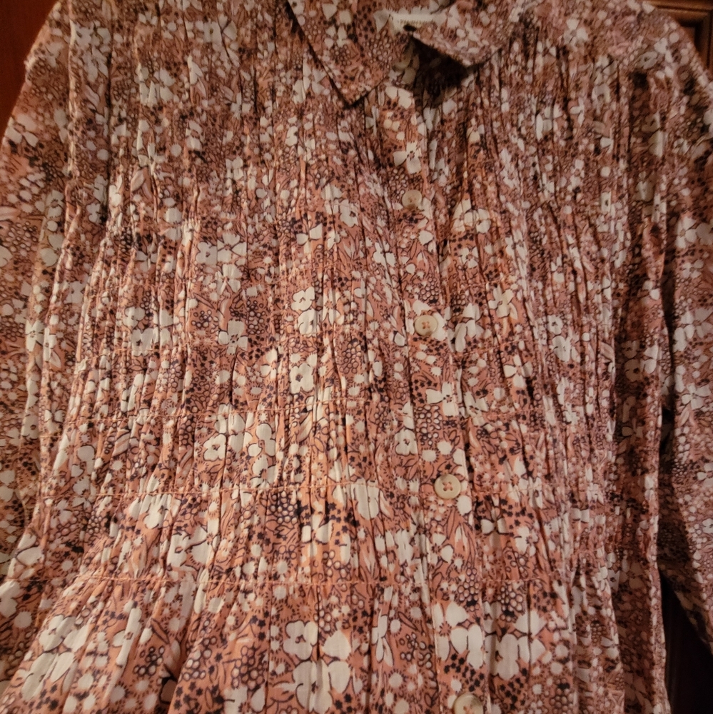 Anthropologie Sasha Smocked Boyfriend Buttondown Pink Size Small - Picture 6 of 9